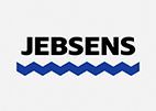 A logo for a company called jebsens with a blue wave on a white background. - 
Se imponerende før- og efterbilleder af vores rensede facader og fliser i Sønderjylland. Algerens, algebehandling, facaderens, fliserens.