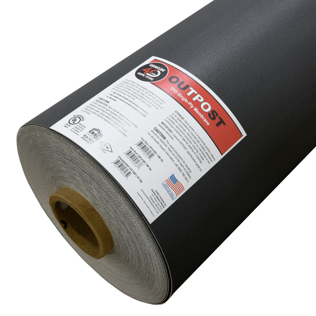 a roll of Outpost TPO on a white surface