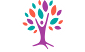 A colorful tree with a person standing in the middle of it.
