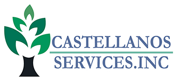 The logo for castellanos services inc shows a tree with leaves on it.