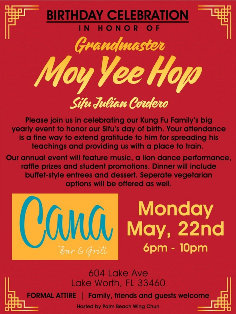 A birthday celebration in honor of grandmaster moy yee hop