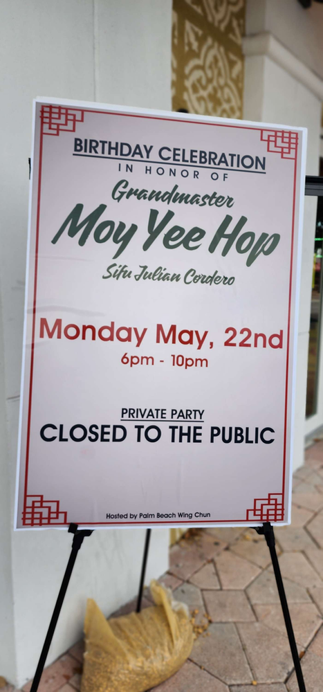 A sign for a birthday celebration on monday may 22nd