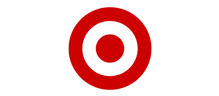 A red and white target logo on a white background.