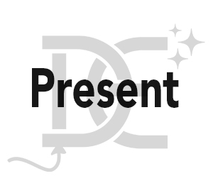 The word present is on a white background