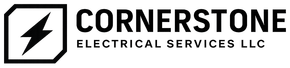 Cornerstone Electrical Services LLC logo with black text and a lightning bolt icon in a rounded square