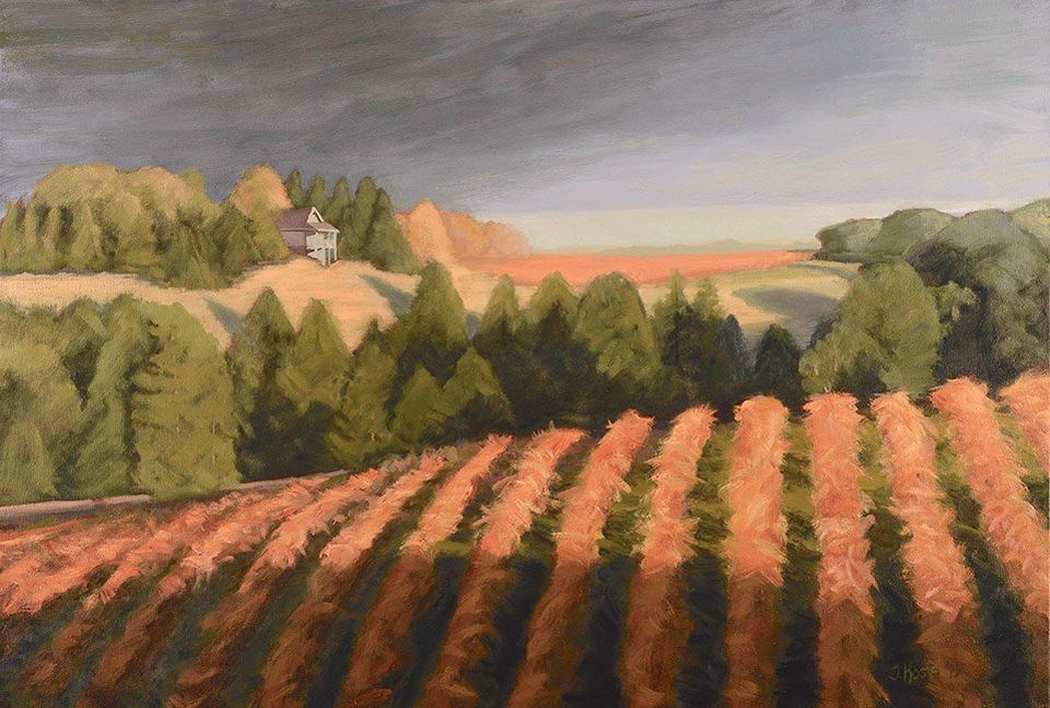 California artist John Kosta's painting entitled Driven Vineyards.