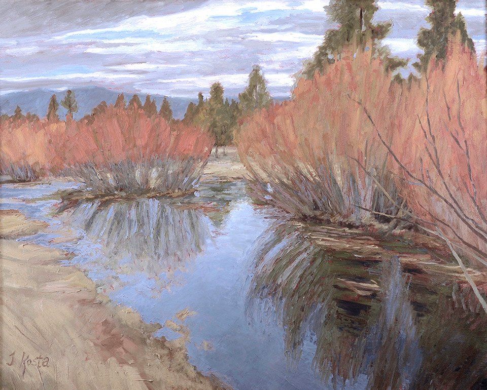 California artist John Kosta's painting entitled Redtip and Snowmelt.