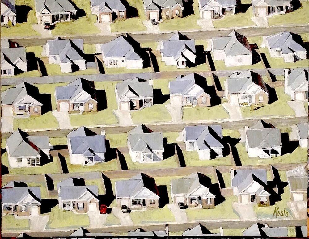 California artist John Kosta's painting entitled Suburbia.