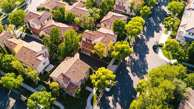 an aerial view of a neighborhood