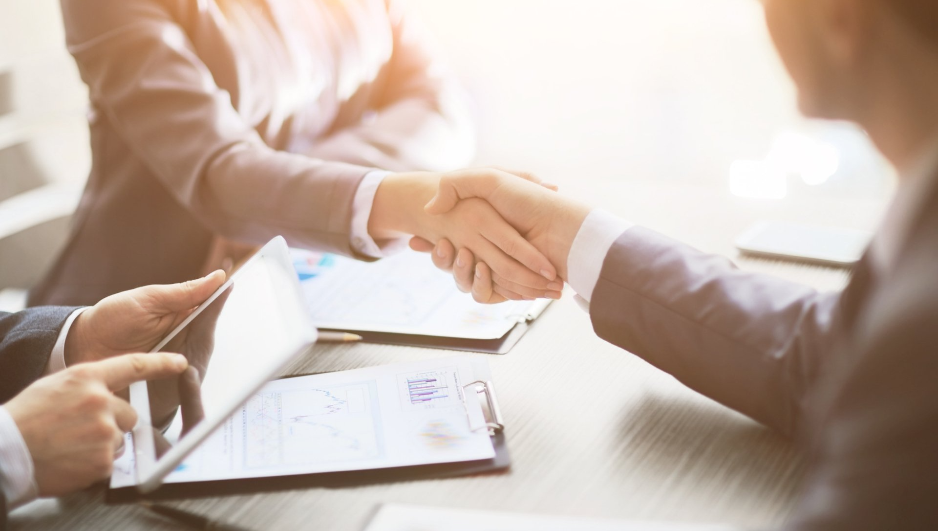 Business handshake between 2 people