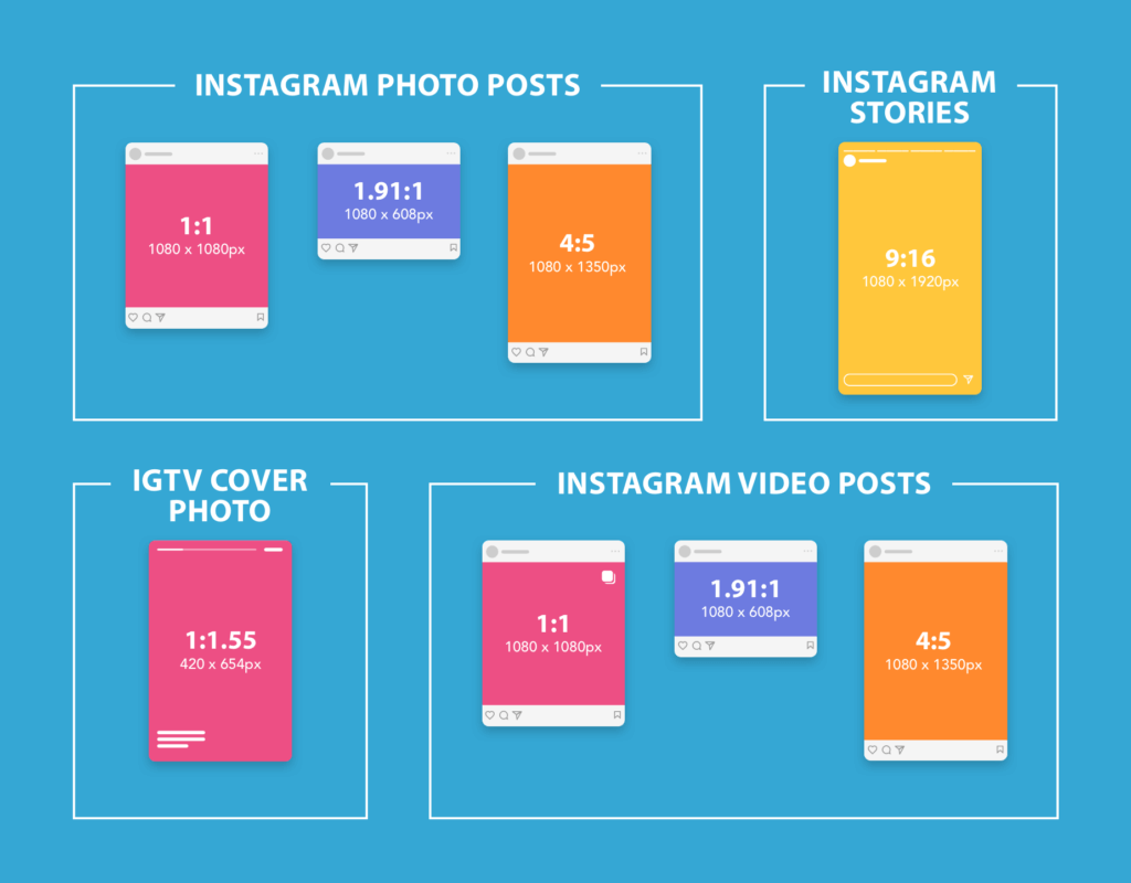 Instagram photo and video size chart