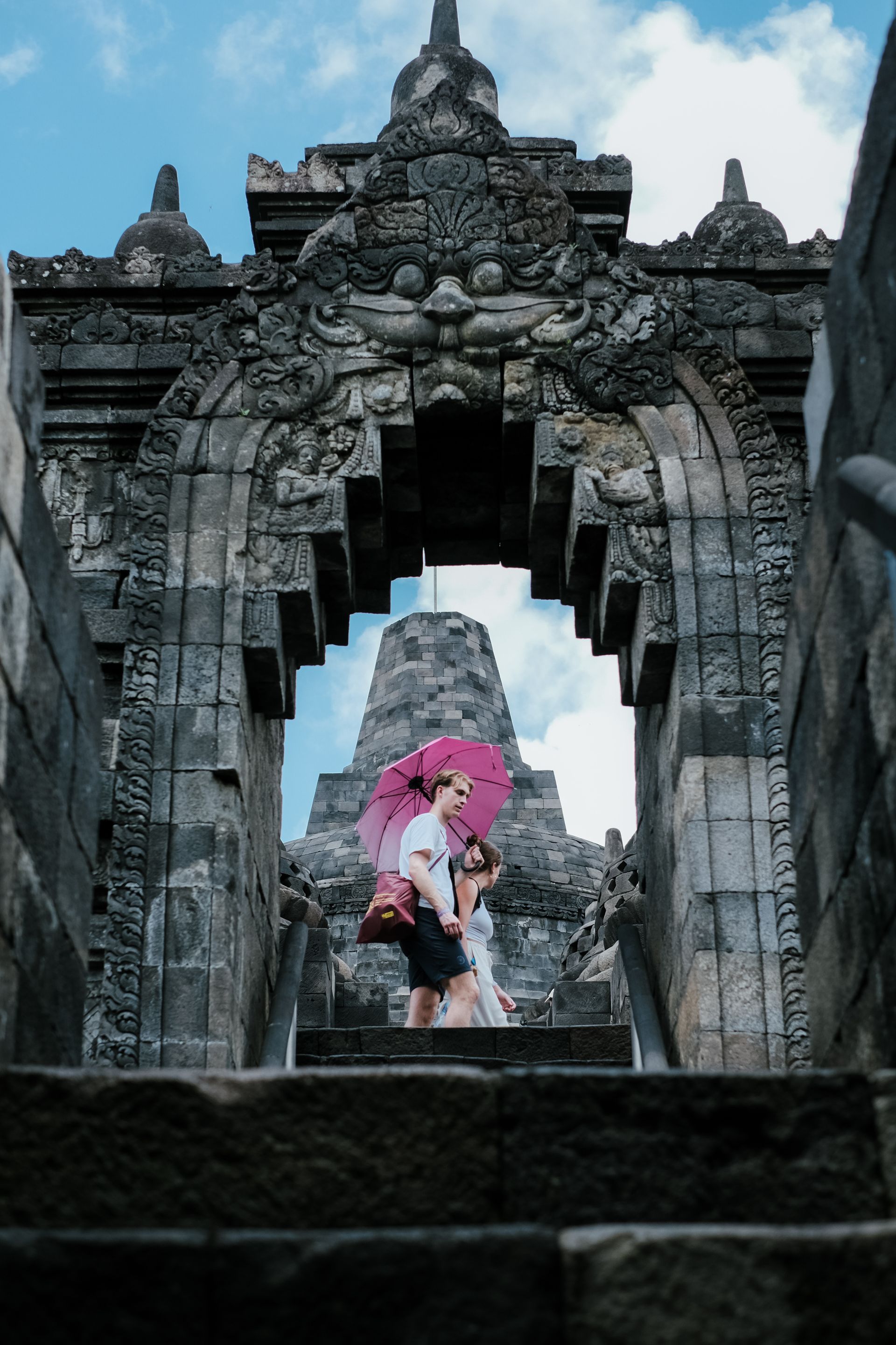gate borobudur temple entrace with tourist 