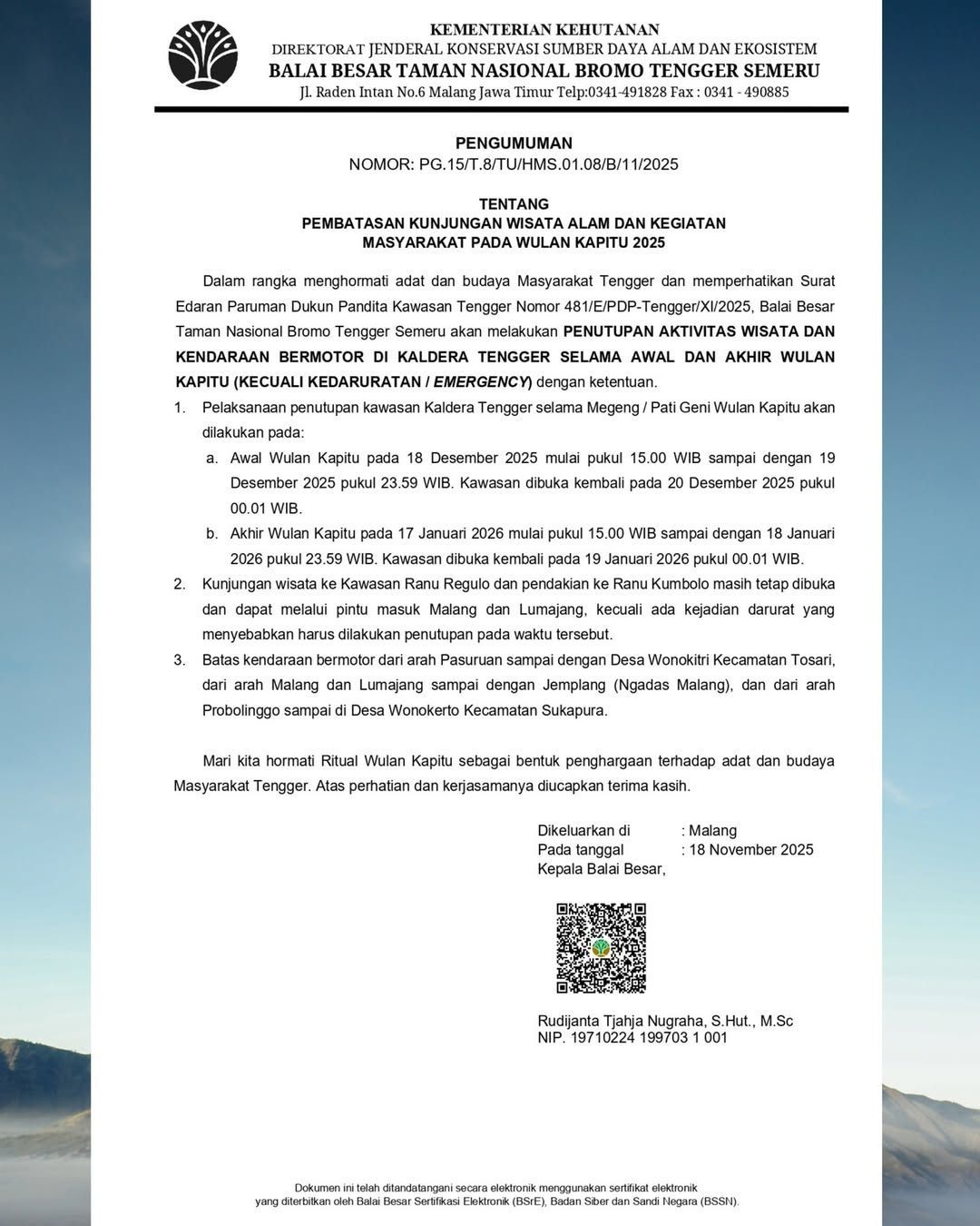 Official Bromo Closure Announcement