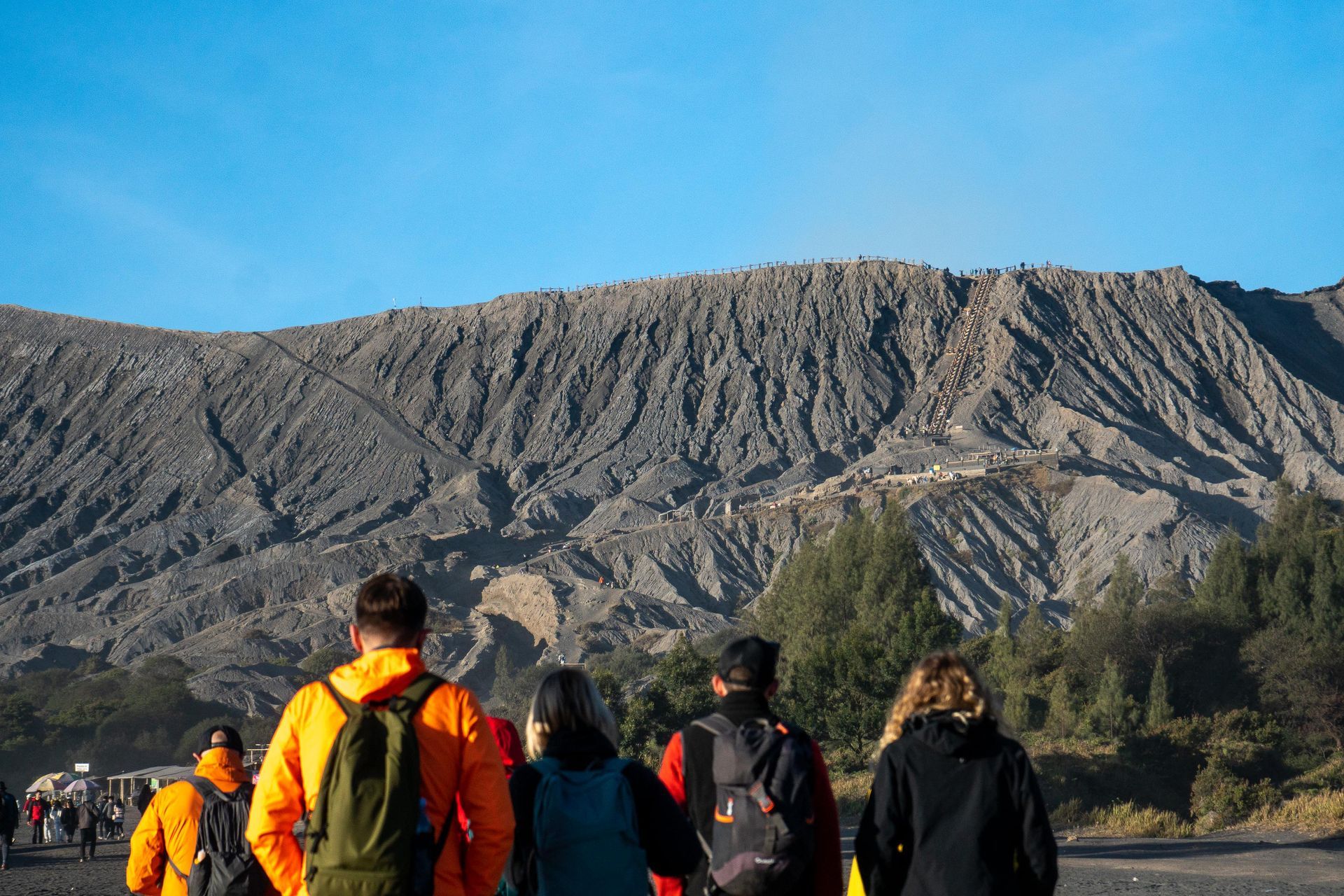 Mount Bromo From Bali Some Tourist walking into Bromo Caldera