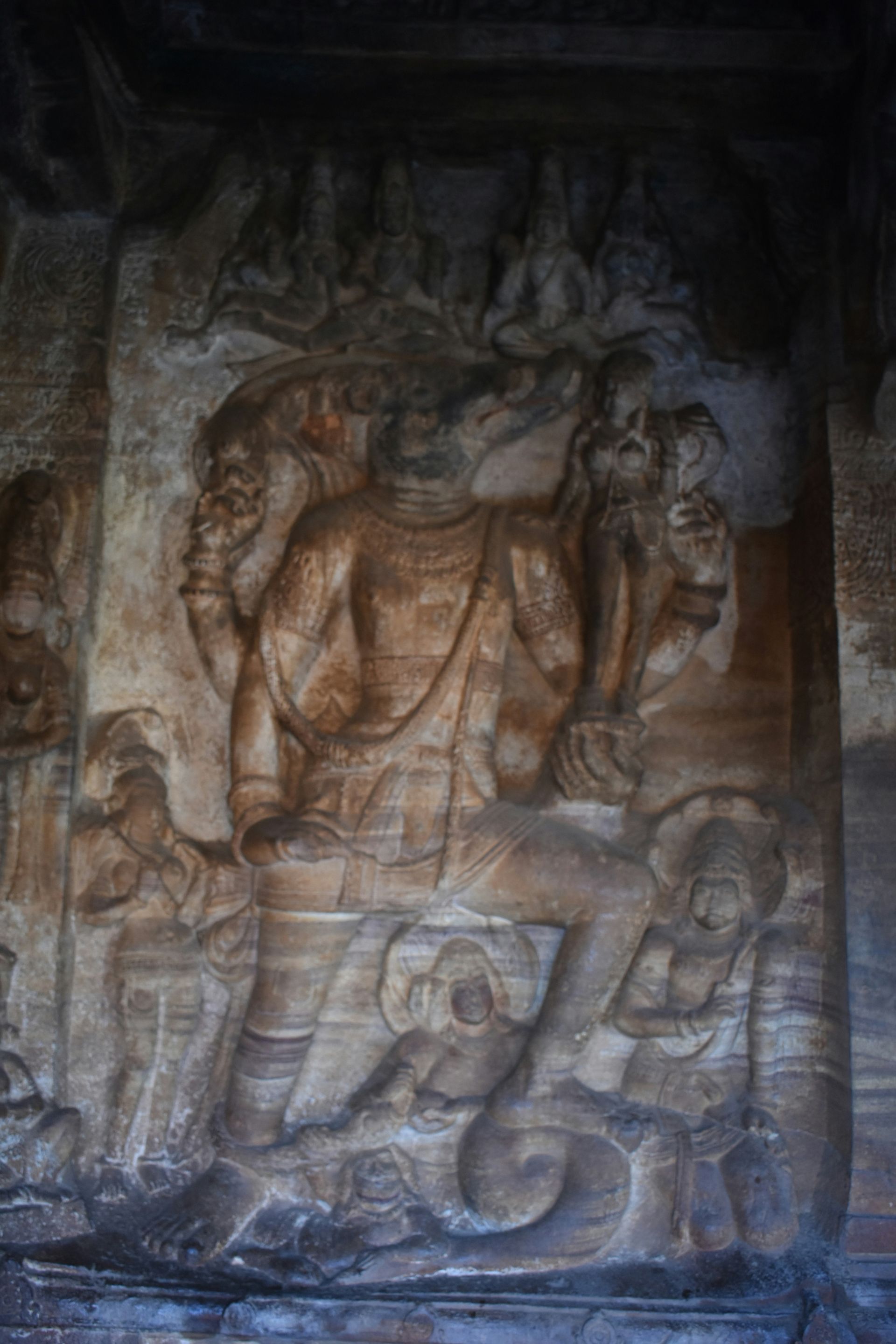 Close-up of a relief panel depicting Buddha's life