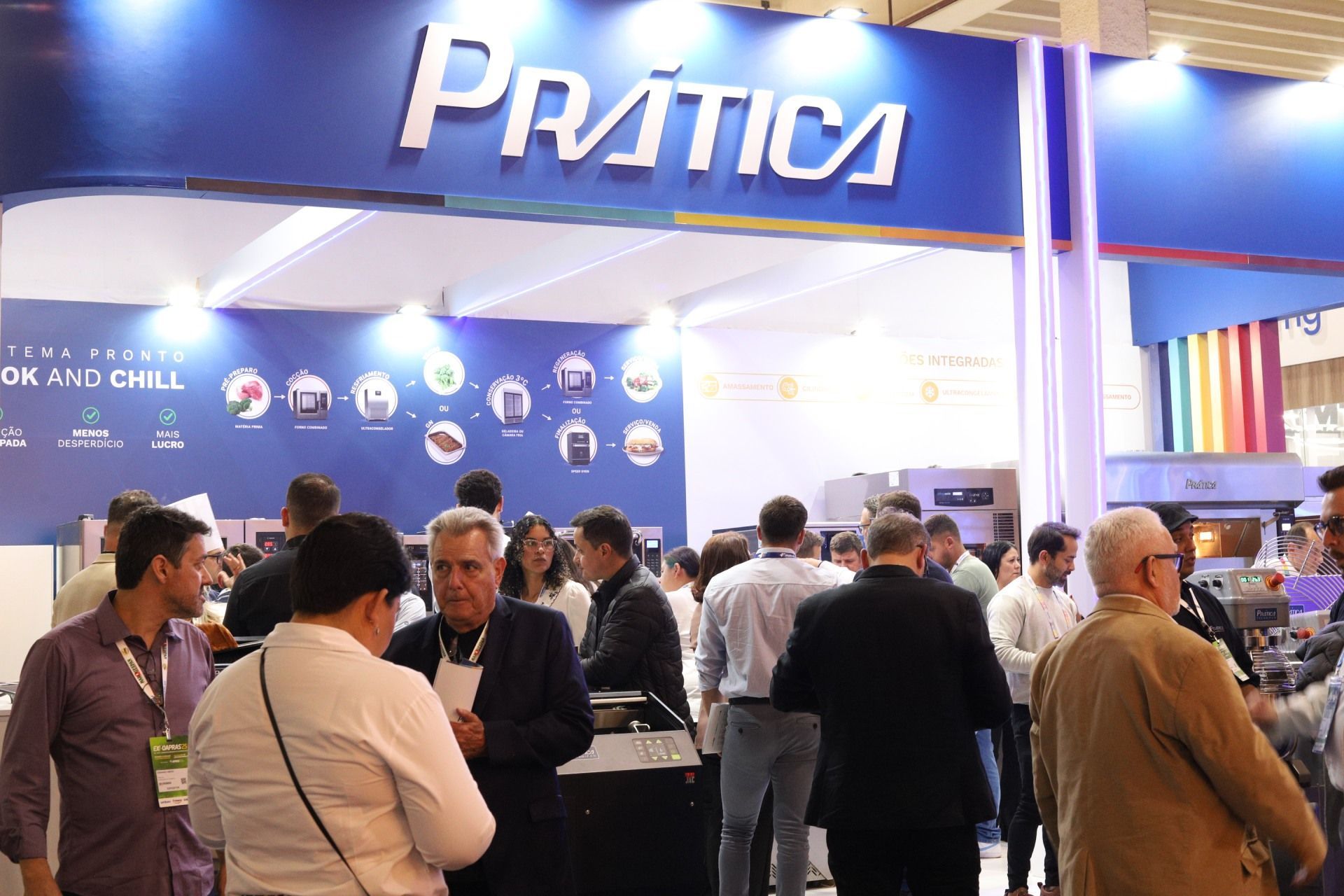 Um grupo de pessoas está em frente a uma placa de prática.