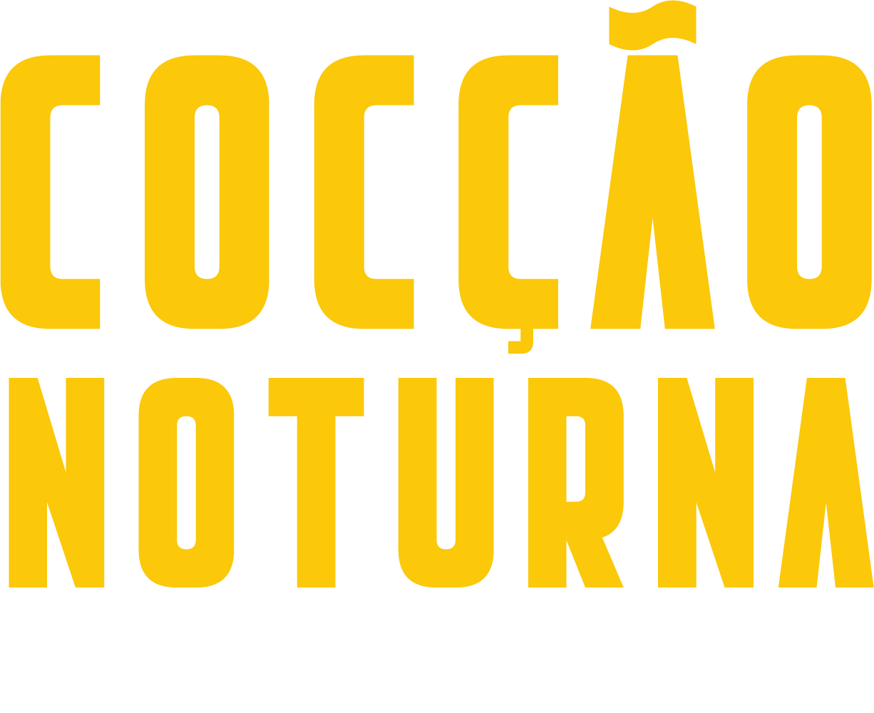 Um logotipo amarelo que diz coco noturno em um fundo branco
