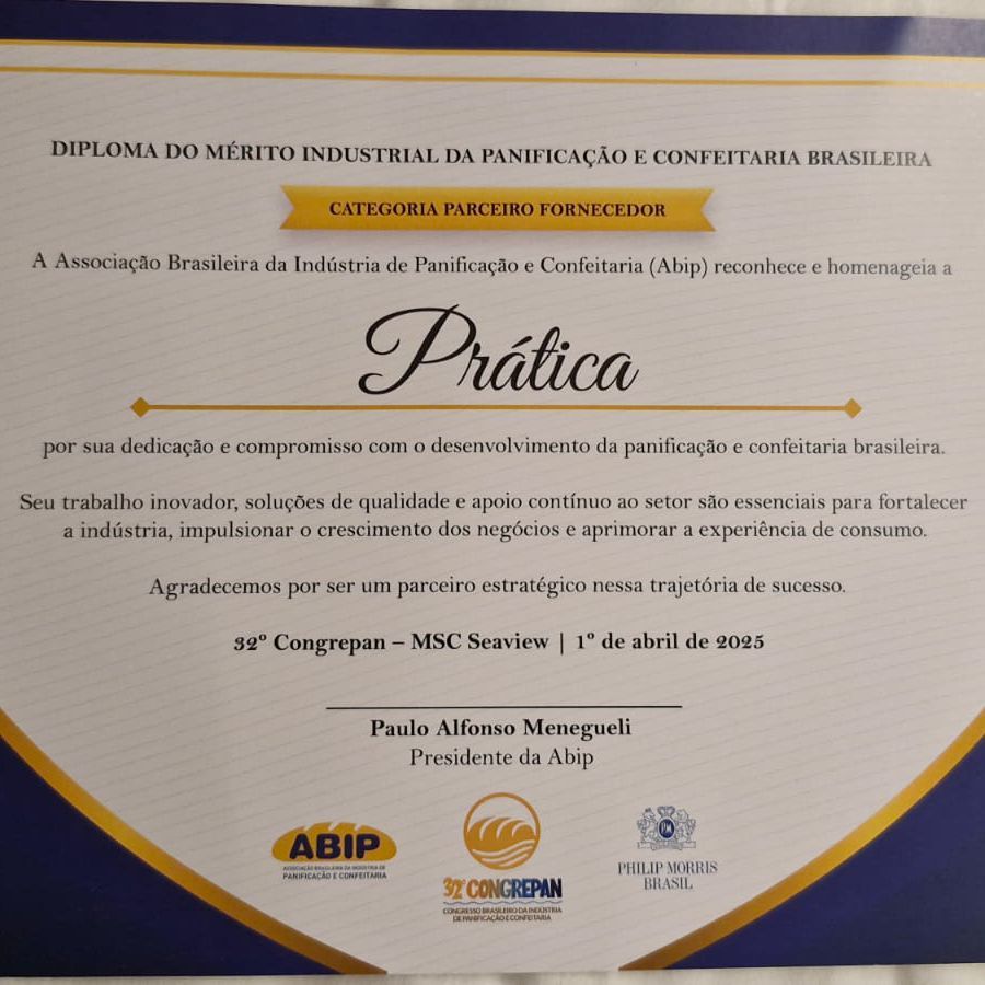 A diploma do merito industrial da panificação e confeitaria brasileira