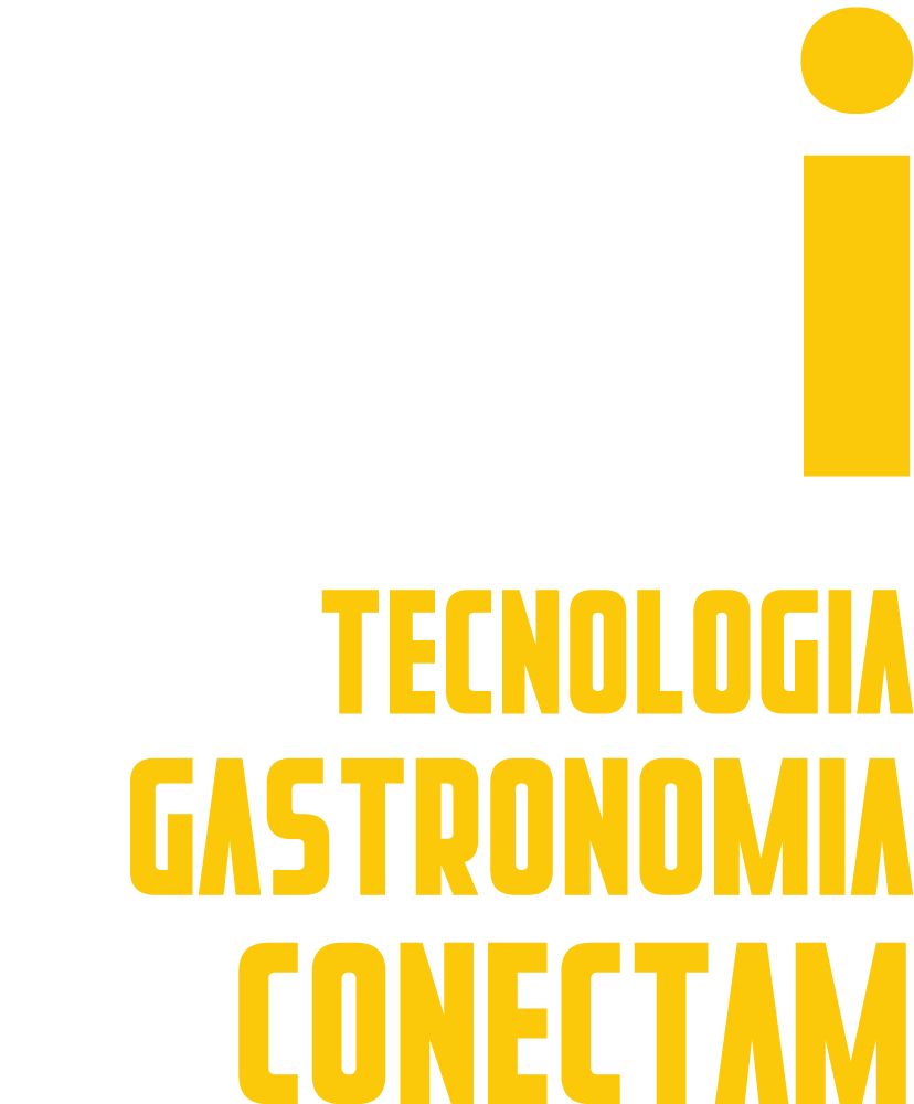 The logo for tecnologia gastronomia conectam is yellow on a white background.
