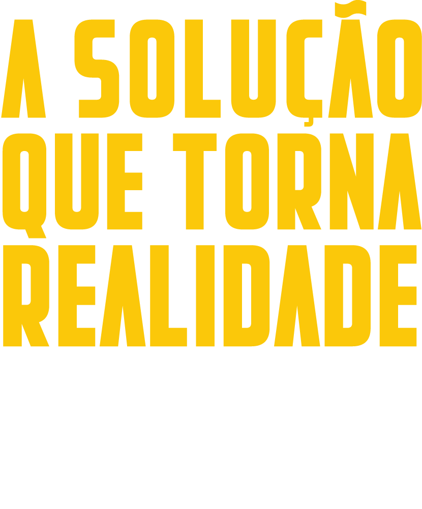 A yellow sign that says `` a solucao que torna realidade '' on a white background.