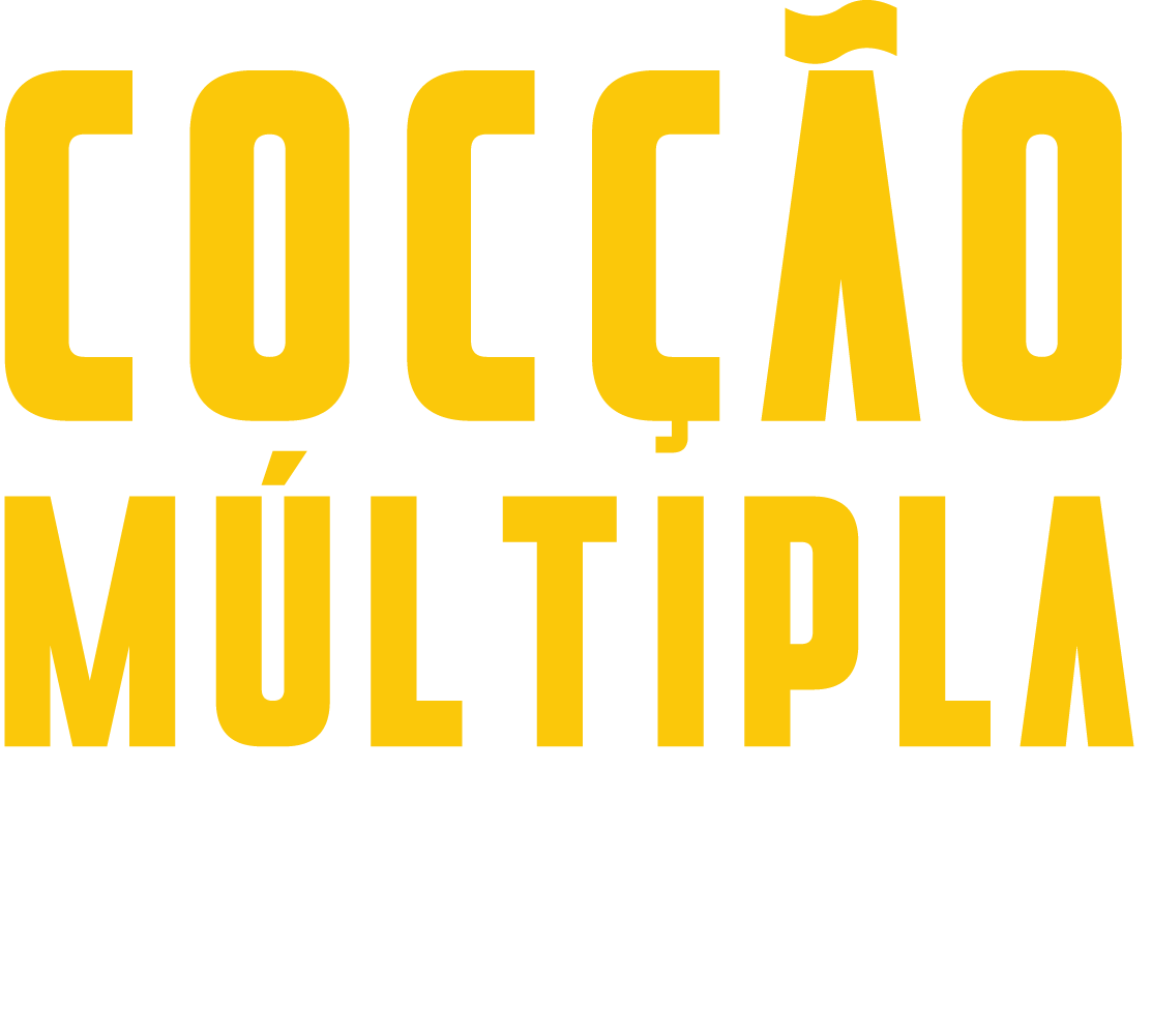 Um logotipo amarelo que diz coco multipla em um fundo branco