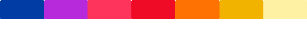 Uma fileira de quadrados coloridos com as palavras frio e quente na parte inferior