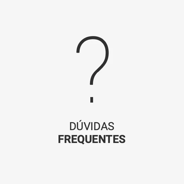 A question mark with the words duvidas frequentes below it.