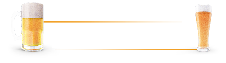 Dois copos de cerveja estão um ao lado do outro em um fundo branco.