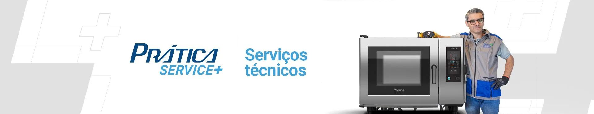 Um banner azul com as palavras serviços técnicos