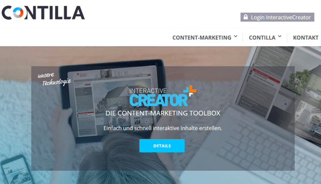 Die Contilla-Webseite