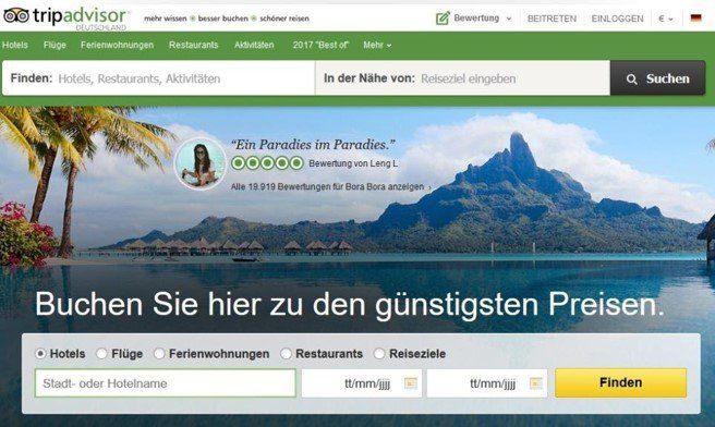 Tripadvisor ist international verbreitet.