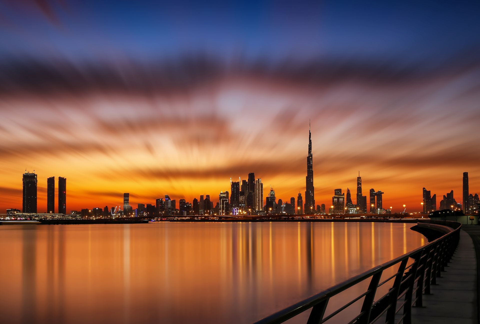 Dubai City Skyline at Sunset