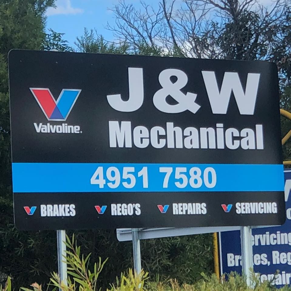 A Sign That Says J & W Mechanical on It — J & W Mechanical In Elermore Vale, NSW