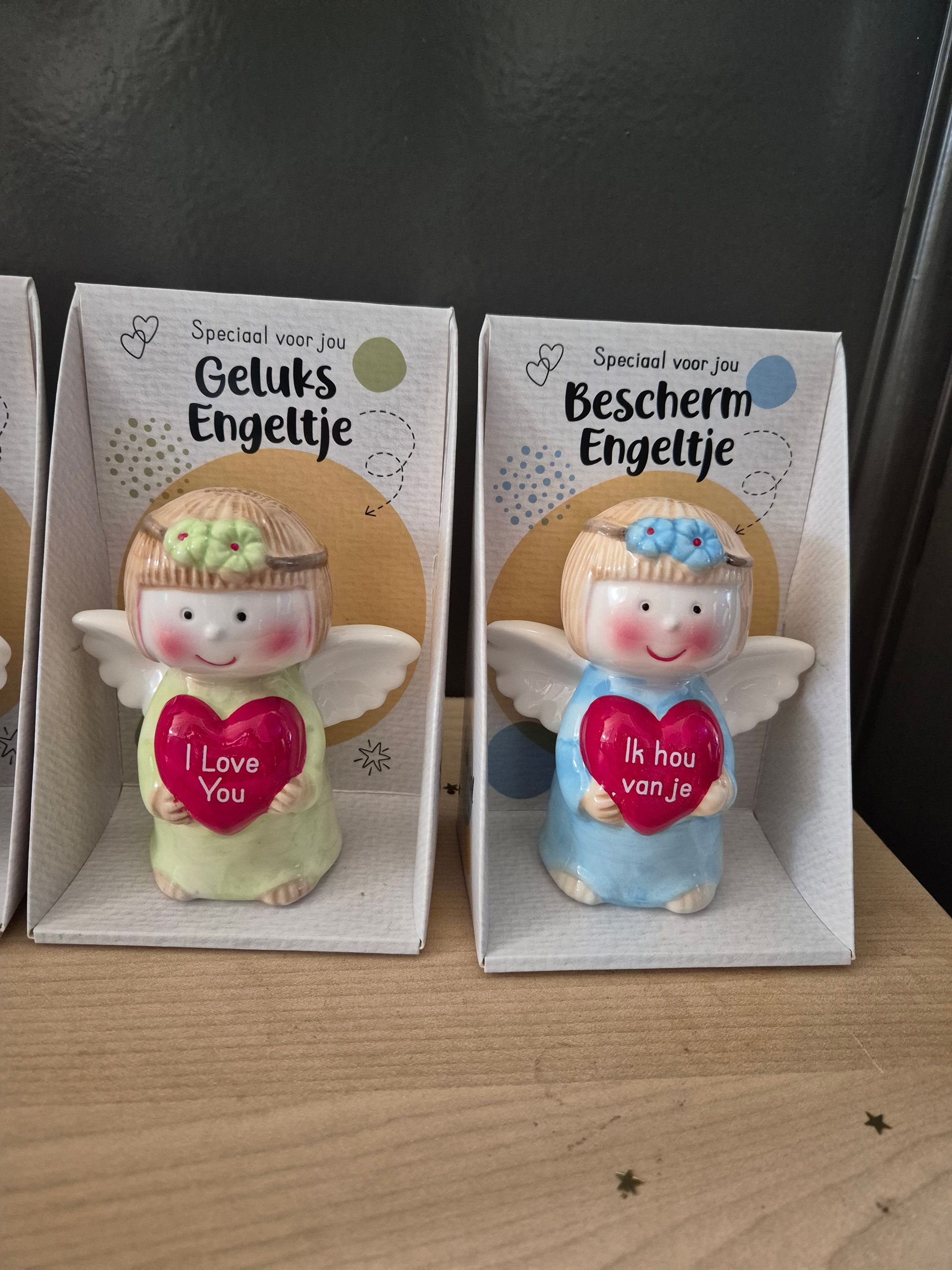 bescherm of geluks engel met kaartje met houder