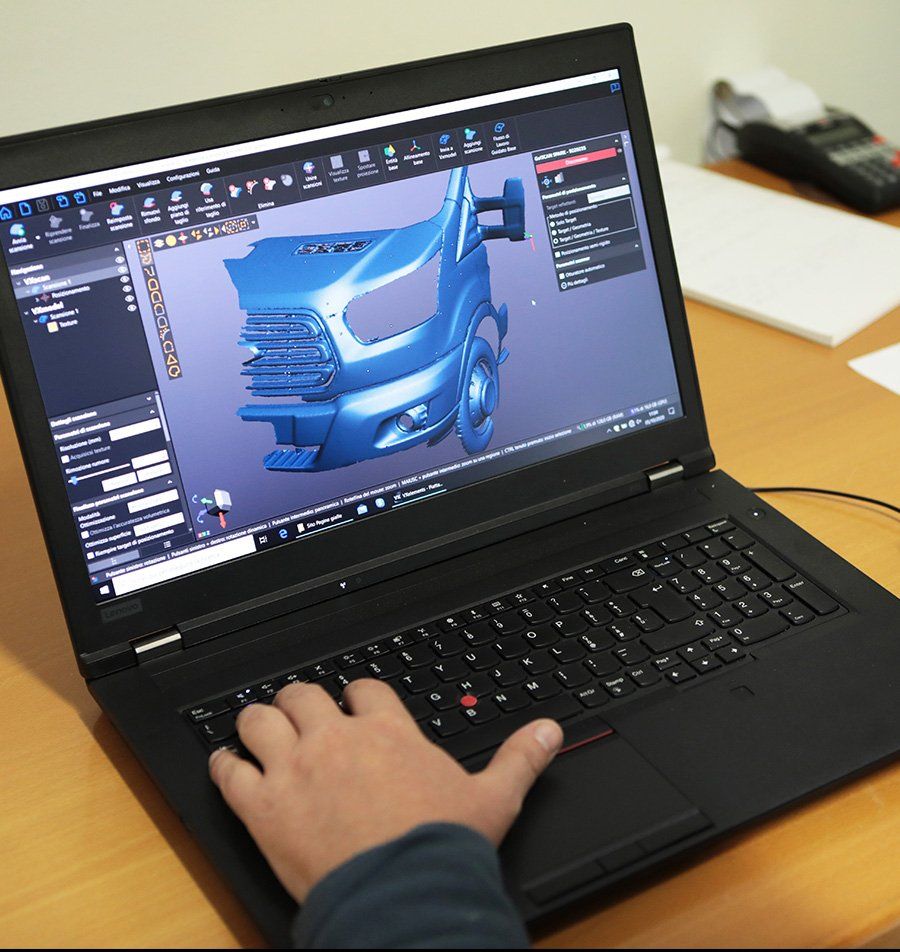 scansione 3D di componente automobile