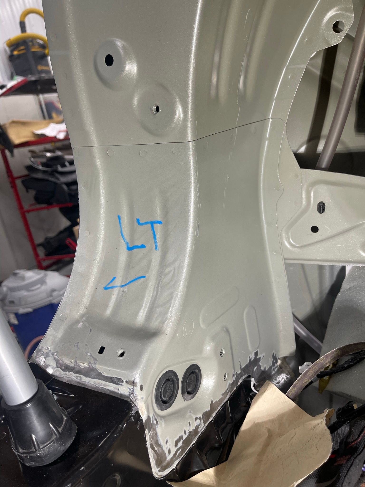 A piece of metal is sitting on top of a table.