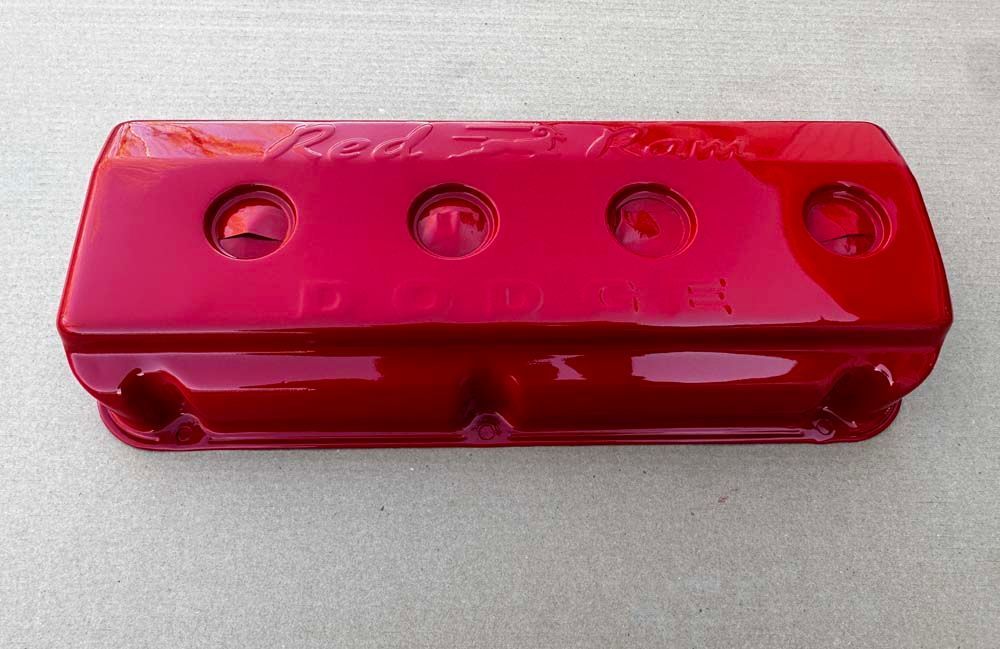 A red item with the word dodge on it