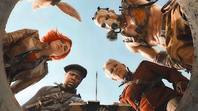 A group of five people looks down from above into a hole.