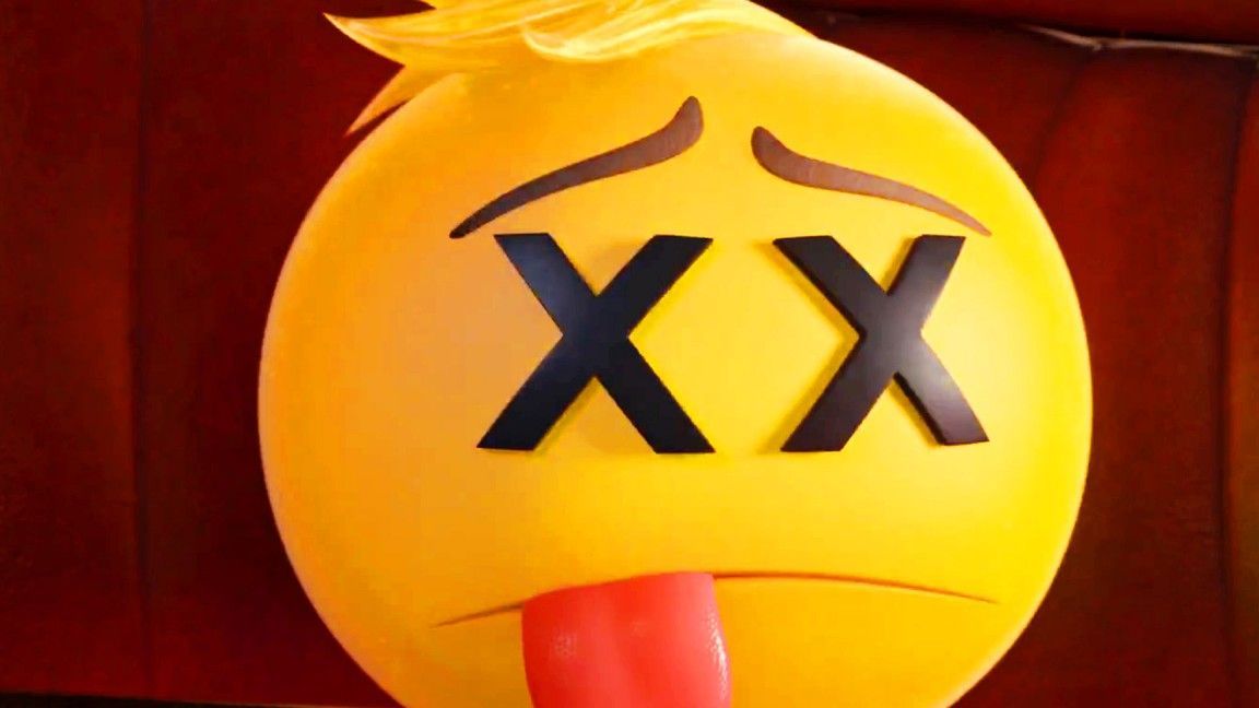 Yellow emoji with crossed-out eyes and tongue sticking out; face conveys death.