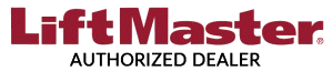 A lift master authorized dealer logo on a white background.