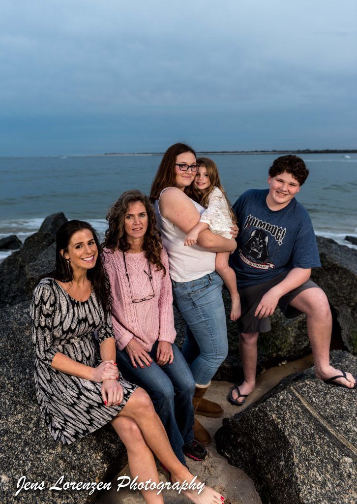 Family Sitting on the Rocks