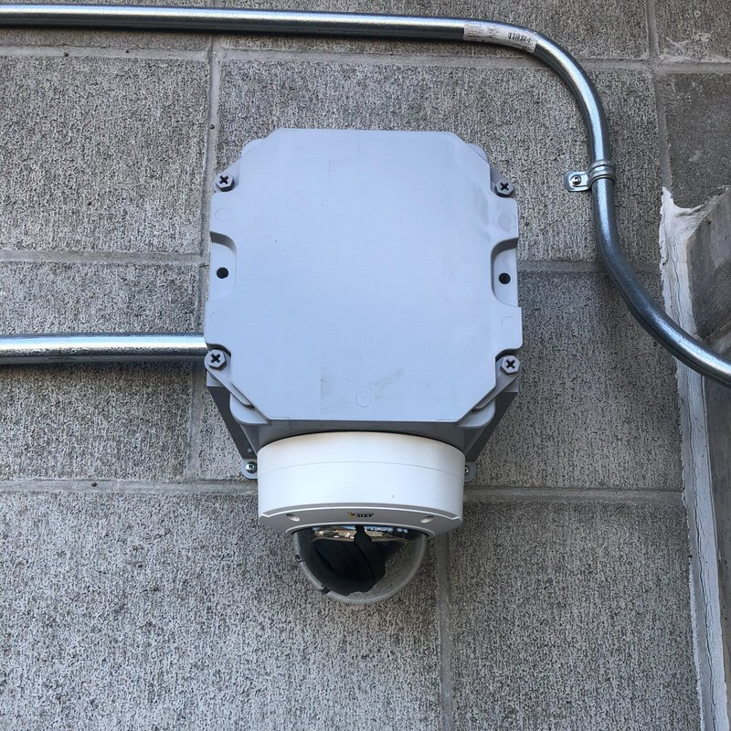 Outdoor security camera at a cannabis facility in British Columbia