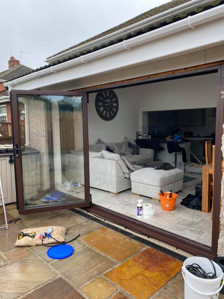brown bi fold doors