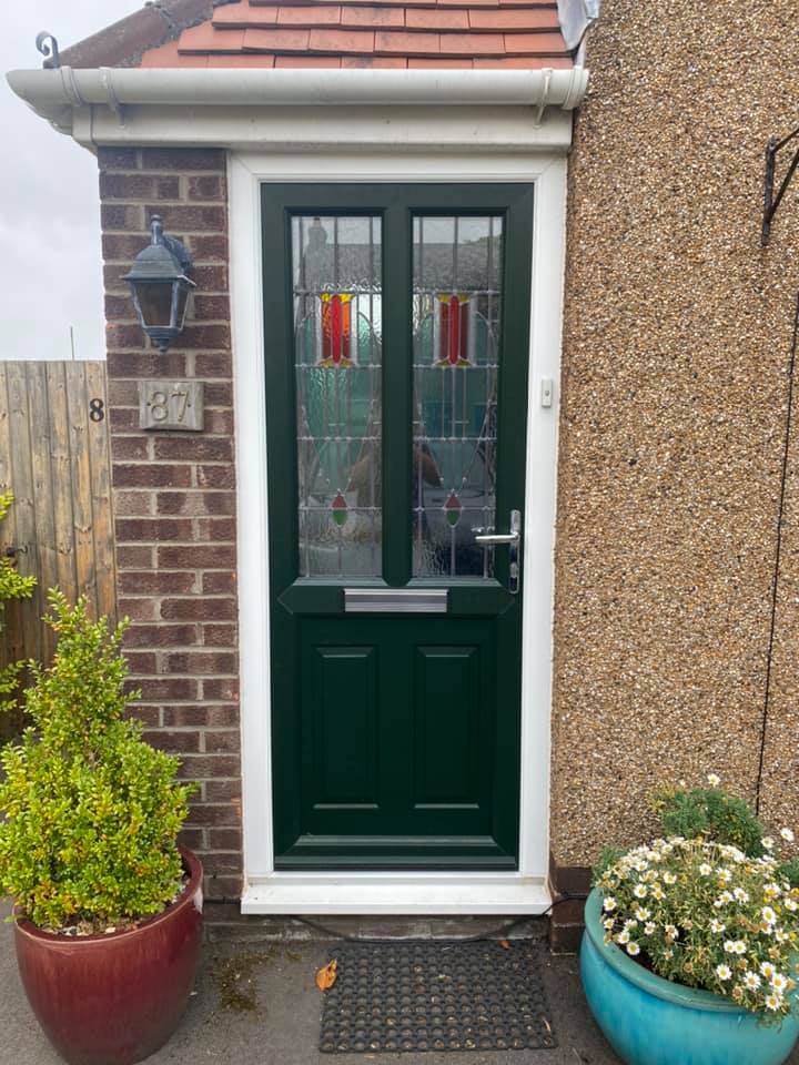 green coloured uPVC door