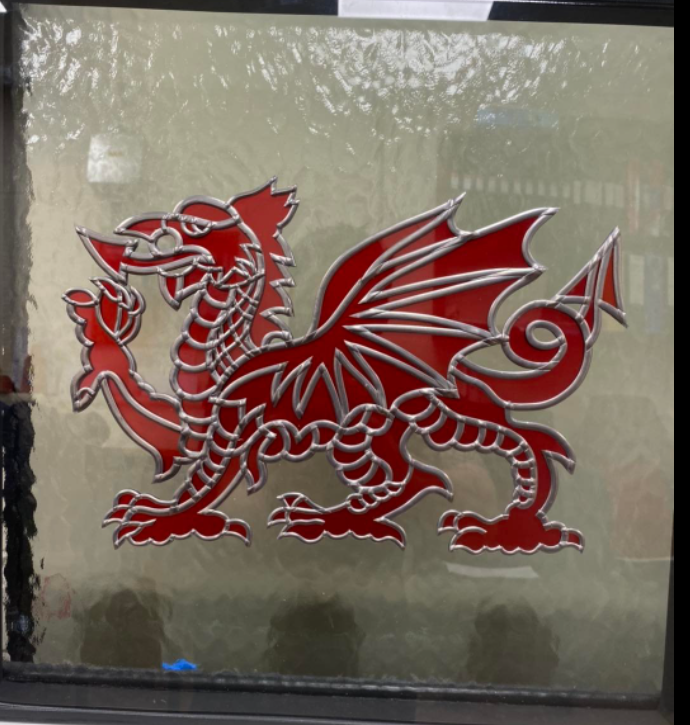 stained glass dragon window panel