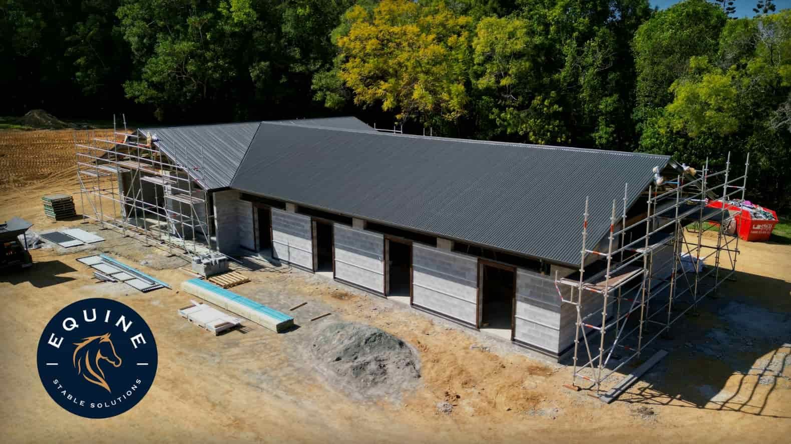 An Aerial View Of A Building Under Construction — Equine Stable Solutions In Diddillibah, QLD