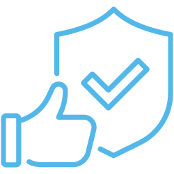 Thumbs up next to shield icon