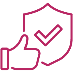 Thumbs up next to shield icon
