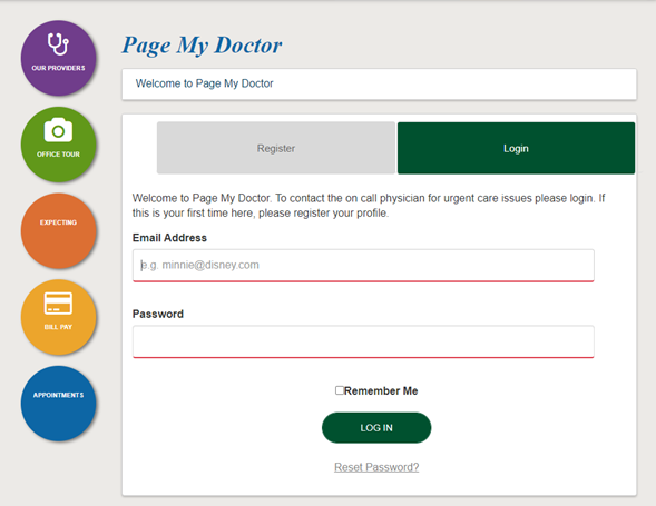 Screenshot of Page My Doctor feature