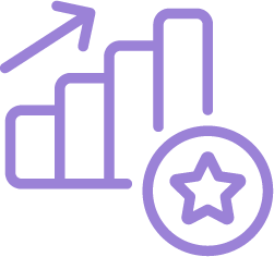 Progress chart with upward arrow and star icon